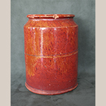 Fig. 24: Jar attributed to Gardner-Duncan family, ca. 1843, Loudoun Co., VA. Inscribed on base: “Lees / burg / Louden / County / Va / 1843 / Gum Spring” with an incised triangle. Redware, possibly with manganese glaze; HOA: 7”. Private collection. Photograph by the author.