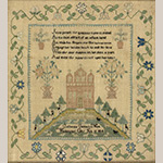 Fig. 18 Sampler by Catharine Cassady; Washington, DC; 1814. Silk on linen; HOA: 16-½"; WOA: 15-½". Collection of the Metropolitan Museum of Art, Acc. 2007.77. Purchase, Mr. and Mrs. William Mitchell Jennings Jr. Gift, 2007. Online: https://www.metmuseum.org/art/collection/search/19443 (accessed 30 May 2024).