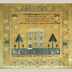 Fig. 27 Sampler by Margaret Simmons; Washington, DC; 1828. Silk on linen; HOA: 16”; WOA: 16”. Published in Allen, Columbia’s Daughters.